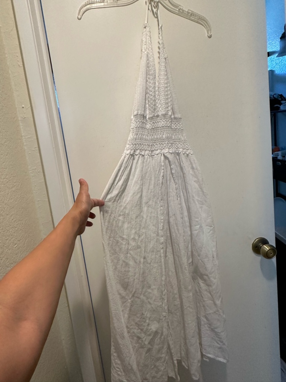 SeaSpice White Crochet Halter Maxi cover up dress size XL